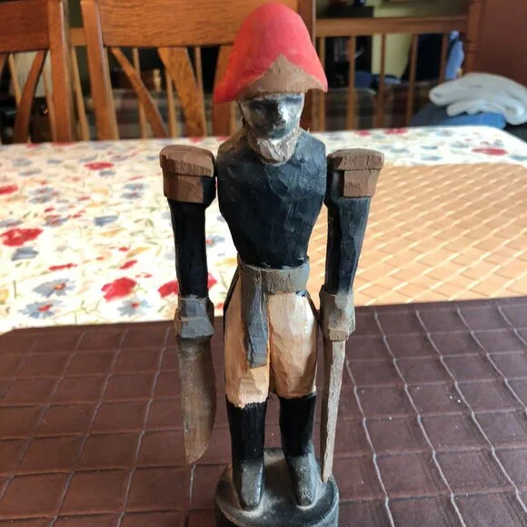 Vintage Folk Art Wood Hand Carved Painted Whirlygig Toy Soldier - Picture 6 of 6